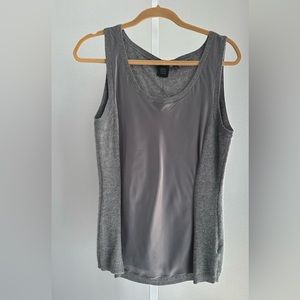 NWT Gray knit and satin blouse